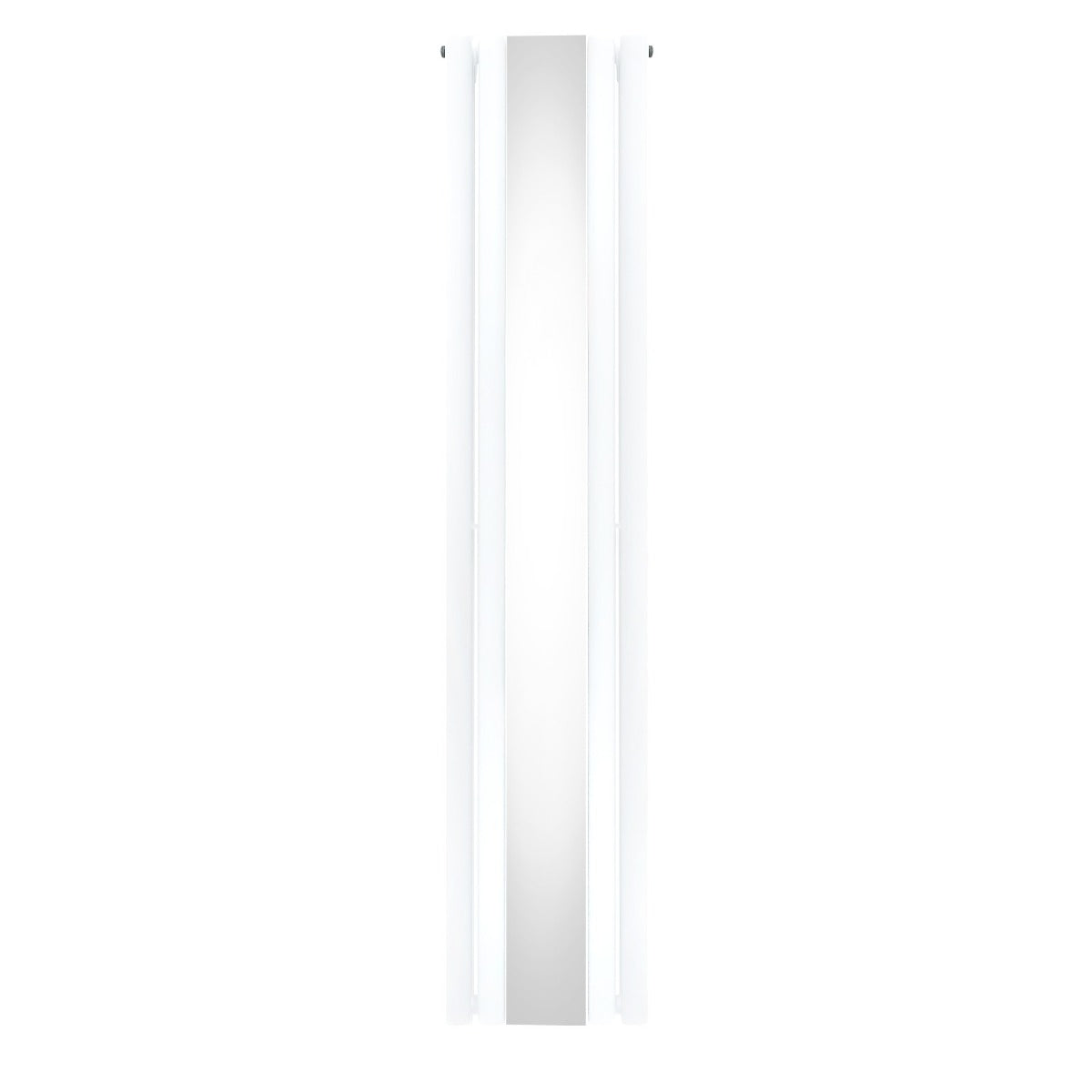 Ovaler Röhrenheizkörper in Weiß mit integriertem Spiegel, 1800mm x 380mm, glänzende Oberfläche und modernes, elegantes Design für jeden Raum