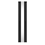 Ovaler schwarzer Röhrenheizkörper mit integriertem Spiegel, 1800mm x 380mm, schlankes Design, glatte Oberfläche, ideal für moderne Badezimmer und Flure