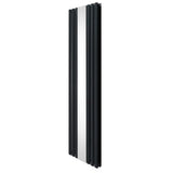 Ovaler Röhrenheizkörper in Anthrazitgrau mit integriertem Spiegel, 1800mm x 500mm, modernes Design, glatte Oberfläche und elegante Linienführung