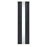 Ovaler Röhrenheizkörper in Anthrazitgrau mit integriertem Spiegel, 1800mm x 500mm, schlankes Design und glatte, glänzende Oberfläche