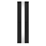 Ovaler schwarzer Röhrenheizkörper mit integriertem Spiegel, 1800mm x 500mm, modernes Design, glatte Oberfläche und elegante Linienführung