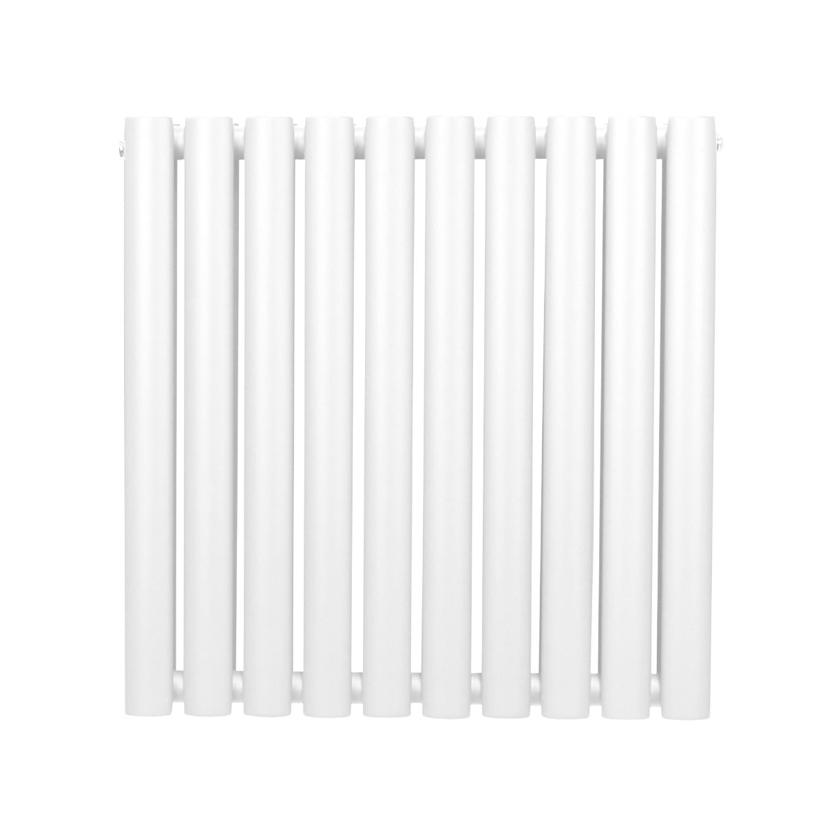 Ovaler Röhrenheizkörper in Weiß, 600mm x 600mm, mit glatter Oberfläche und gleichmäßigen, runden Röhren für effiziente Wärmeverteilung