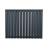 Ovaler Röhrenheizkörper in Anthrazitgrau, 600mm x 780mm, mit glatter, mattschwarzer Oberfläche und eleganten, runden Rohren für modernes Heizdesign
