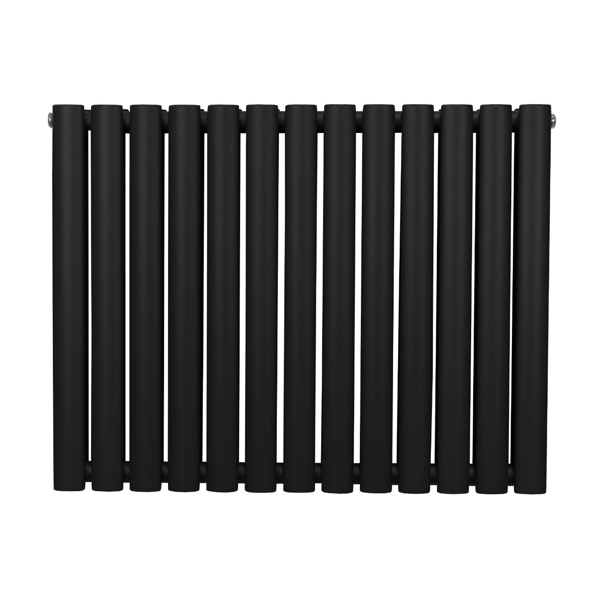 Ovaler Röhrenheizkörper in Schwarz, 600mm x 780mm, mit glatten, runden Rohren und modernem Design, ideal für stilvolle Heizlösungen