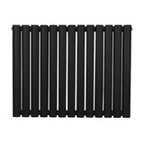 Ovaler Röhrenheizkörper in Schwarz, 600mm x 780mm, mit glatten, runden Rohren und modernem Design, ideal für stilvolle Heizlösungen