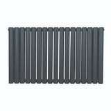 Ovaler Röhrenheizkörper in Anthrazitgrau, 600mm x 1020mm, mit glatter, mattschwarzer Oberfläche und eleganten, runden Rohren für moderne Innenräume
