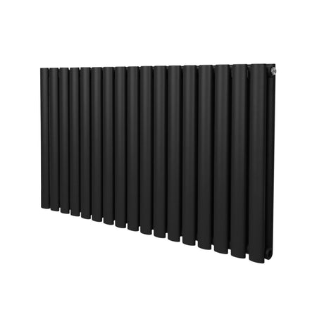 Ovaler Röhrenheizkörper in elegantem Schwarz, 600mm x 1020mm, mit glatten, runden Rohren für effiziente Wärmeverteilung und modernes Design