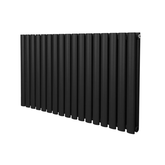 Ovaler Röhrenheizkörper in elegantem Schwarz, 600mm x 1020mm, mit glatten, runden Rohren für effiziente Wärmeverteilung und modernes Design