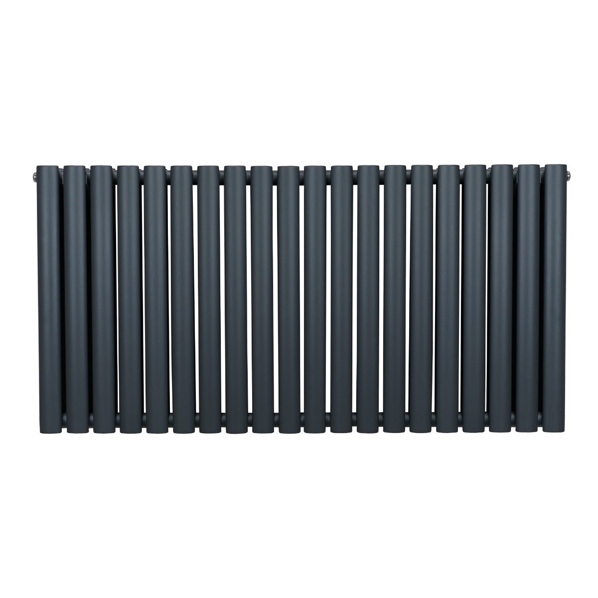 Ovaler Röhrenheizkörper in Anthrazitgrau, 600mm x 1200mm, mit glatter Oberfläche und gleichmäßig angeordneten, runden Röhren für effiziente Wärmeverteilung