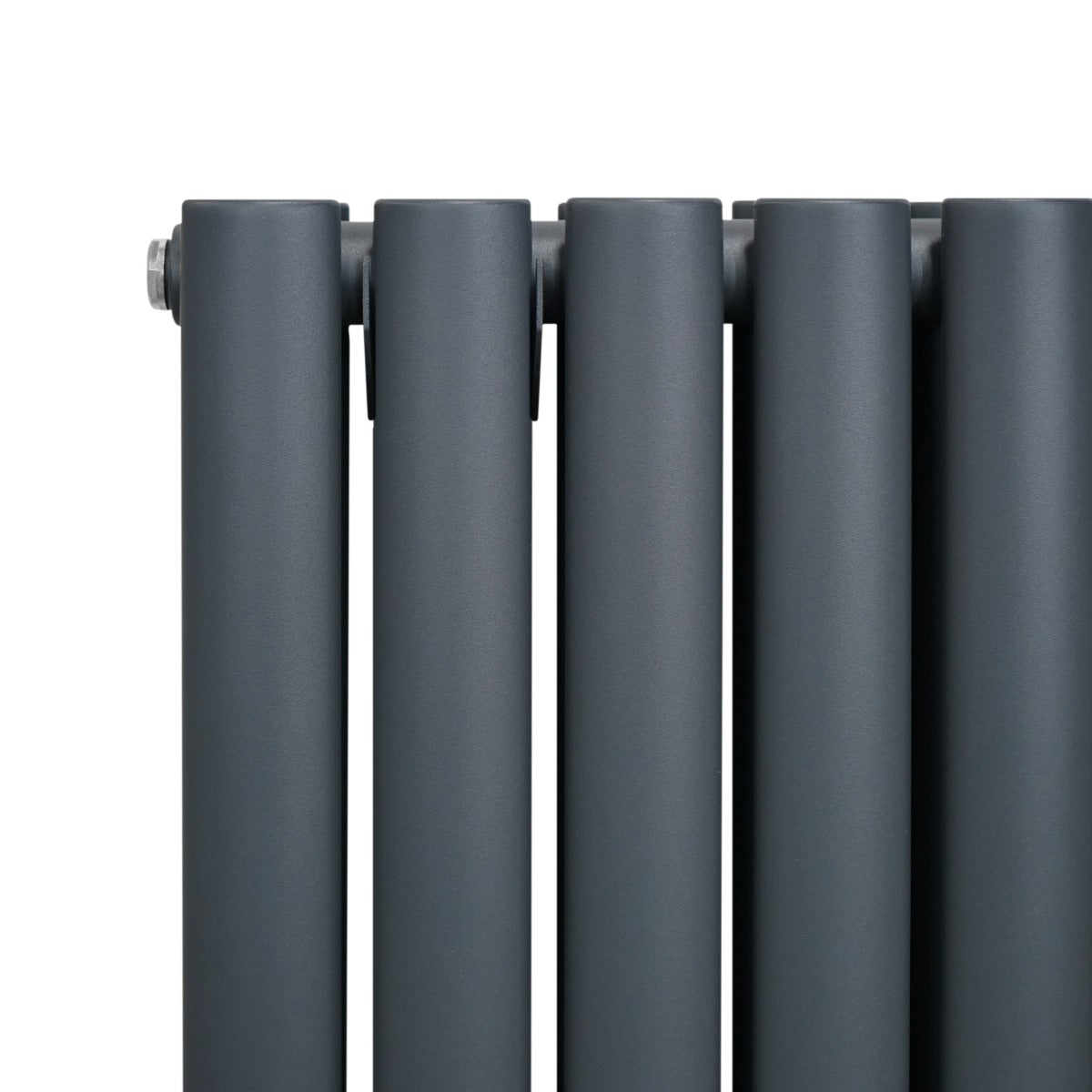 Ovaler Röhrenheizkörper in Anthrazitgrau, 600mm x 1200mm, mit glatter, matten Oberfläche und modernen, runden Röhren für effiziente Wärmeverteilung