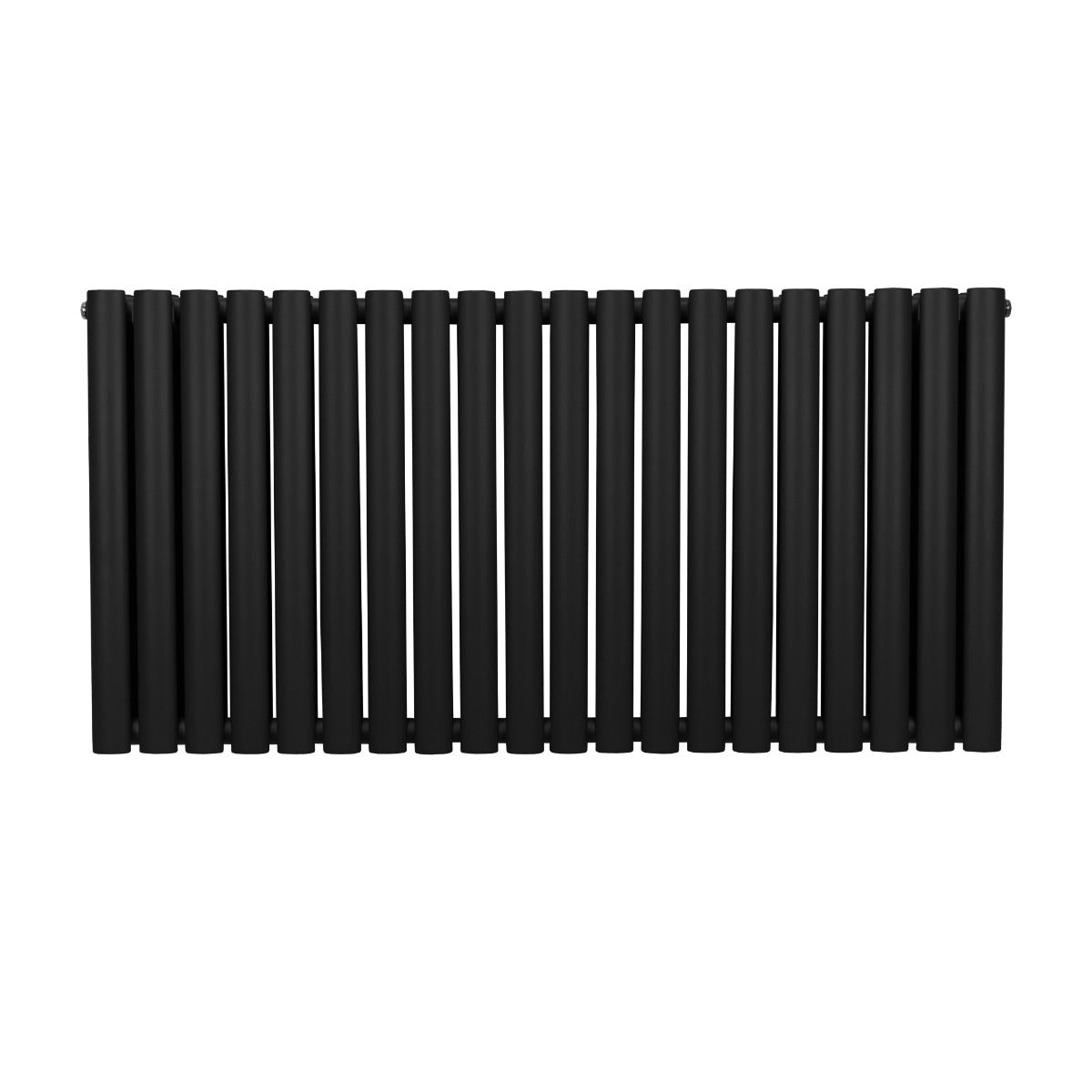 Ovaler Röhrenheizkörper in Schwarz, 600mm x 1200mm, mit glatten, runden Rohren und modernem Design, ideal für stilvolle Heizlösungen
