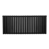 Ovaler Röhrenheizkörper in Schwarz, 600mm x 1440mm, mit glatten, runden Röhren und modernem Design, ideal für stilvolle Heizlösungen