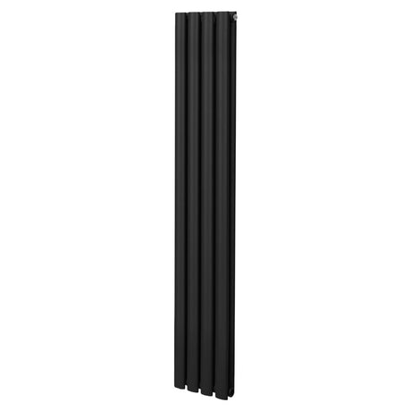 Ovaler Röhrenheizkörper in Schwarz, 1600mm x 240mm, mit glatter, mattschwarzer Oberfläche und eleganter, schlanker Form für moderne Innenräume