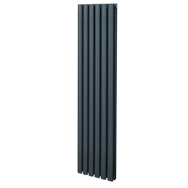 Ovaler Röhrenheizkörper in Anthrazitgrau, 1600mm x 360mm, mit glatter, moderner Oberfläche und vertikaler Anordnung für effiziente Wärmeverteilung