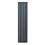 Ovaler Röhrenheizkörper in Anthrazitgrau, 1600mm x 360mm, mit glatter, moderner Oberfläche und fünf vertikalen Röhren für effiziente Wärmeverteilung