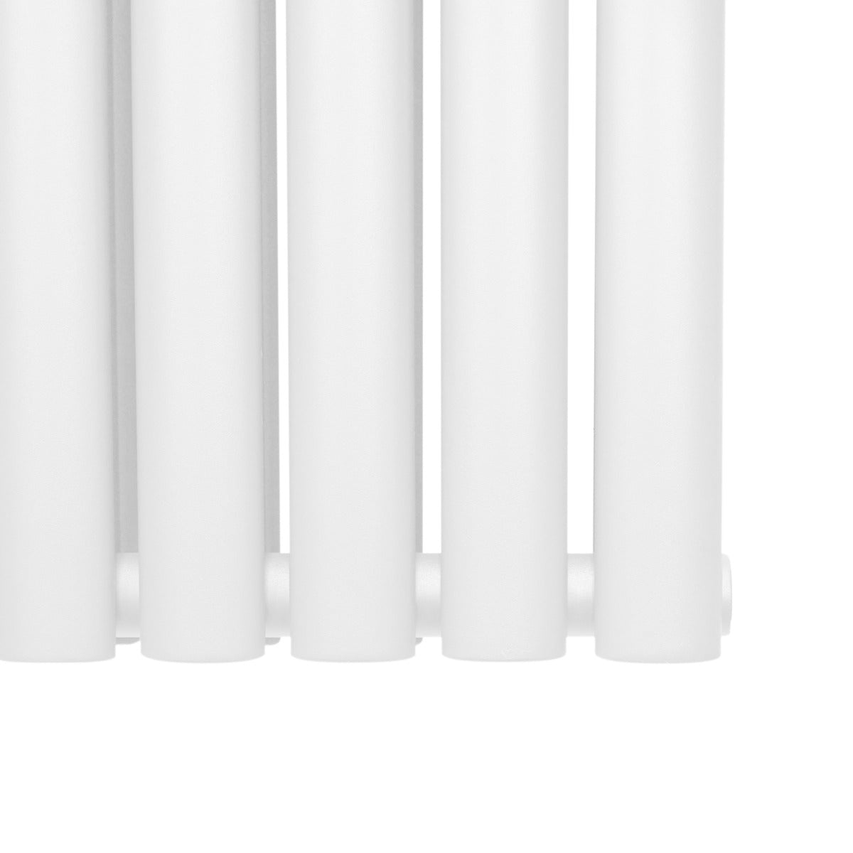 Ovaler Röhrenheizkörper in Weiß, 1600mm x 360mm, mit glatten, runden Rohren und modernem Design, ideal für effiziente Raumheizung