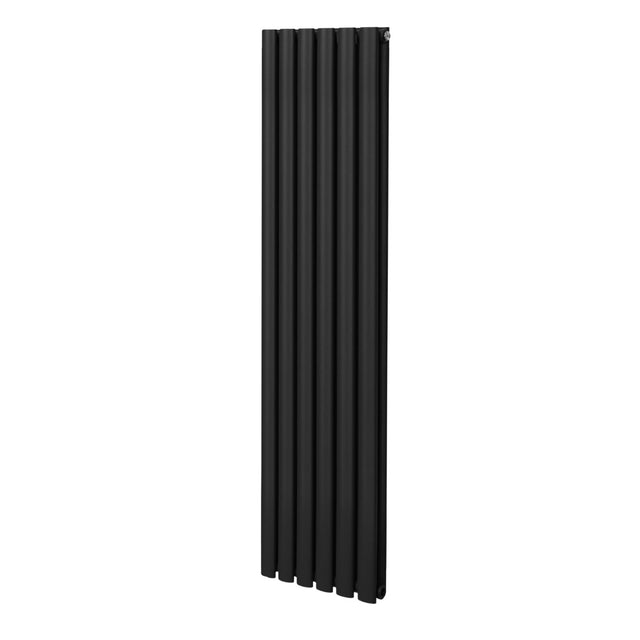Ovaler Röhrenheizkörper in Schwarz, 1600mm x 360mm, mit glatter, mattschwarzer Oberfläche und schlankem, modernem Design für stilvolle Heizlösungen