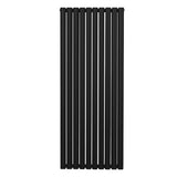 Ovaler Röhrenheizkörper in elegantem Schwarz, 1600mm hoch und 600mm breit, mit glatten, runden Rohren für modernes Heizdesign und effiziente Wärmeabgabe