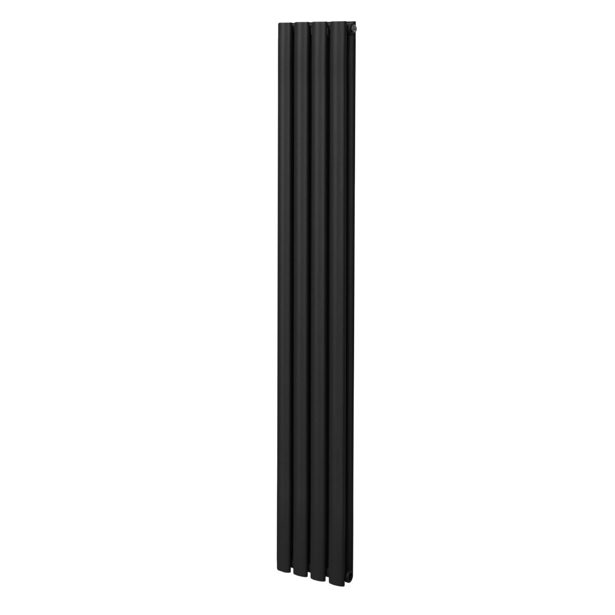 Ovaler Röhrenheizkörper in elegantem Schwarz, 1800mm hoch und 240mm breit, mit glatten, modernen Linien und hochwertiger Oberflächenbeschaffenheit