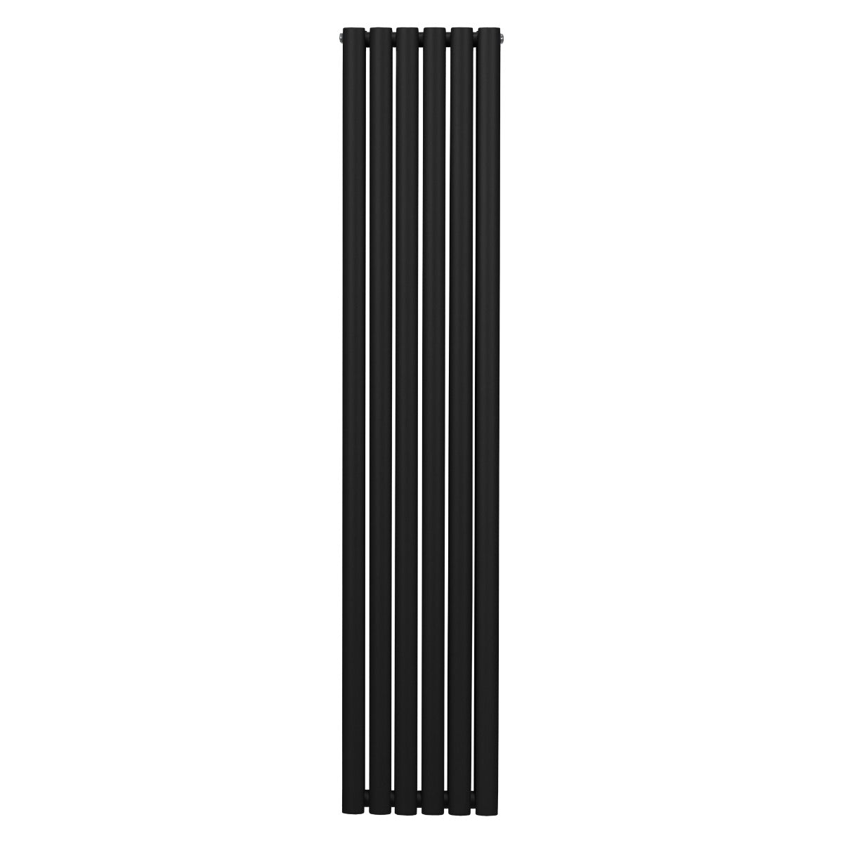 Eleganter ovaler Röhrenheizkörper in Schwarz, 1800mm x 360mm, mit fünf vertikalen Röhren für effiziente Wärmeverteilung und modernes Design