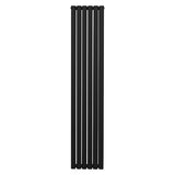 Eleganter ovaler Röhrenheizkörper in Schwarz, 1800mm x 360mm, mit fünf vertikalen Röhren für effiziente Wärmeverteilung und modernes Design