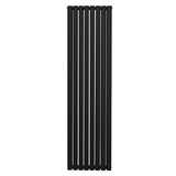 Schwarzer ovaler Röhrenheizkörper mit einer Höhe von 1800 mm und einer Breite von 480 mm, bestehend aus mehreren vertikalen Röhren für effiziente Wärmeverteilung