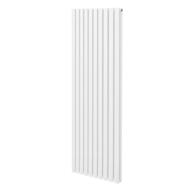 Ovaler Röhrenheizkörper in Weiß, 1800mm x 600mm, mit vertikalen Lamellen und glatter Oberfläche, ideal für moderne Innenräume