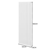 Ovaler Röhrenheizkörper in Weiß, 1800mm x 600mm, mit vertikalen Lamellen und glatter Oberfläche, ideal für moderne Innenräume