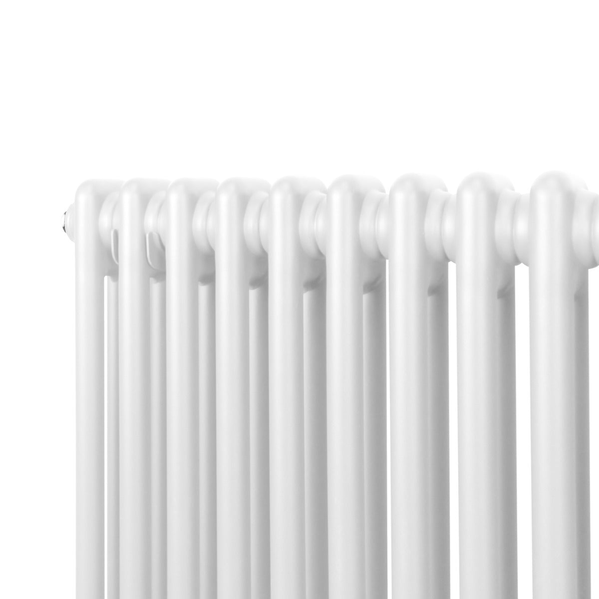 Traditioneller 2-Spalten-Heizkörper in Weiß, 600 x 832 mm, mit glatten, runden Rohren und modernem, elegantem Design für effiziente Wärmeabgabe