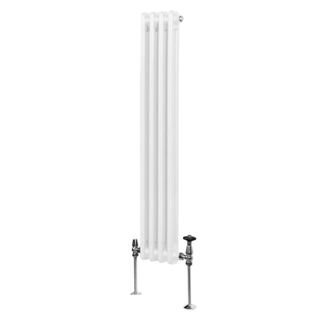 Traditioneller 2-Spalten-Heizkörper in Weiß, 1500 x 202 mm, mit glatter Oberfläche und eleganten, runden Kanten, ideal für jeden Raum