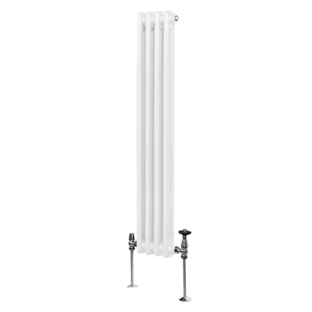 Traditioneller 2-Spalten-Heizkörper in Weiß, 1500 x 202 mm, mit glatter Oberfläche und eleganten, runden Kanten, ideal für jeden Raum