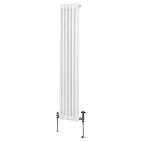 Traditioneller 2-Spalten-Heizkörper in Weiß, 1800 x 292 mm, mit glatter Oberfläche und eleganten, vertikalen Lamellen für effiziente Wärmeverteilung