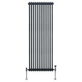 Traditioneller 2-Spalten-Heizkörper in Anthrazitgrau, 1800 x 562 mm, mit vertikalen Röhren und stabilen Füßen für effiziente Wärmeabgabe