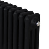 Traditioneller 3-Spalten-Heizkörper in Schwarz, mit glatter Oberfläche und robustem Design, ideal für moderne und klassische Innenräume
