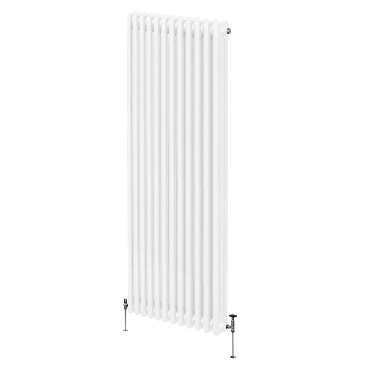 Traditioneller 3-Spalten-Heizkörper in Weiß, 1800 x 562 mm, mit glatter Oberfläche und vertikalen Lamellen für effiziente Wärmeverteilung