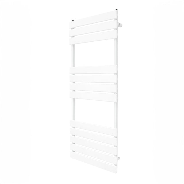 Flachheizkörper für Handtücher in Weiß, 1200mm x 450mm, mit glatten, horizontalen Lamellen und modernem, minimalistischen Design