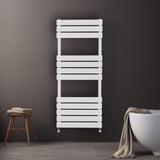 Flachheizkörper für Handtücher in Weiß, 1200mm x 450mm, mit horizontalen Lamellen und modernem Design, ideal für Badezimmer und Wohnräume