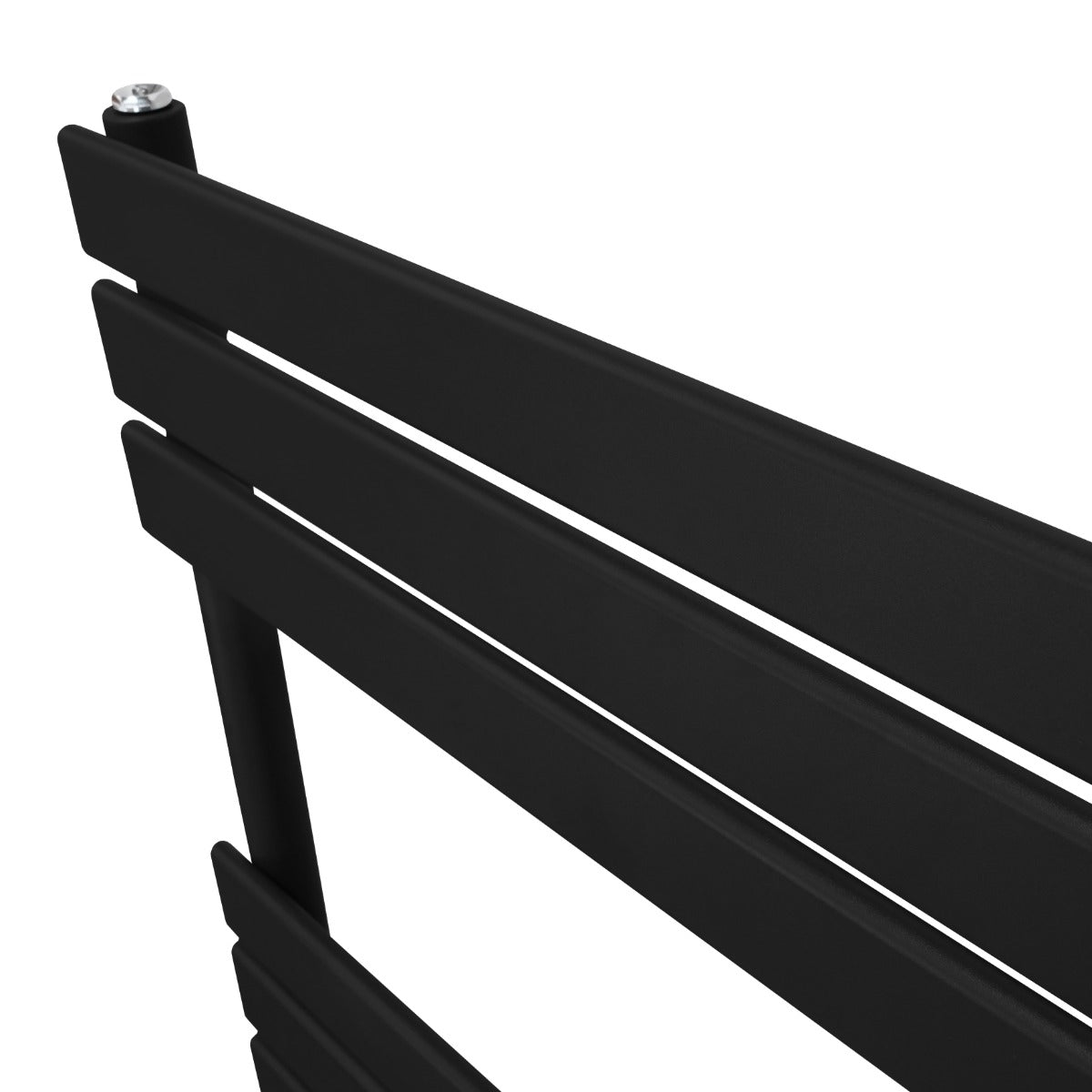 Schwarzer Flachheizkörper für Handtücher, 1200mm x 450mm, mit glatten, modernen Linien und einer matten Oberfläche für elegantes Design und Funktionalität