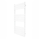 Flachheizkörper für Handtücher in Weiß, 1200mm x 500mm, mit glatten, horizontalen Lamellen und modernem, minimalistischen Design