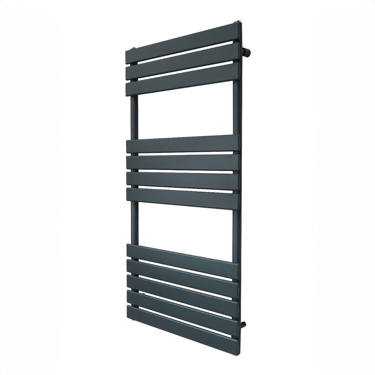 Flachheizkörper für Handtücher in Anthrazitgrau, 1200mm x 600mm, mit schlanken horizontalen Lamellen und modernem, minimalistischen Design