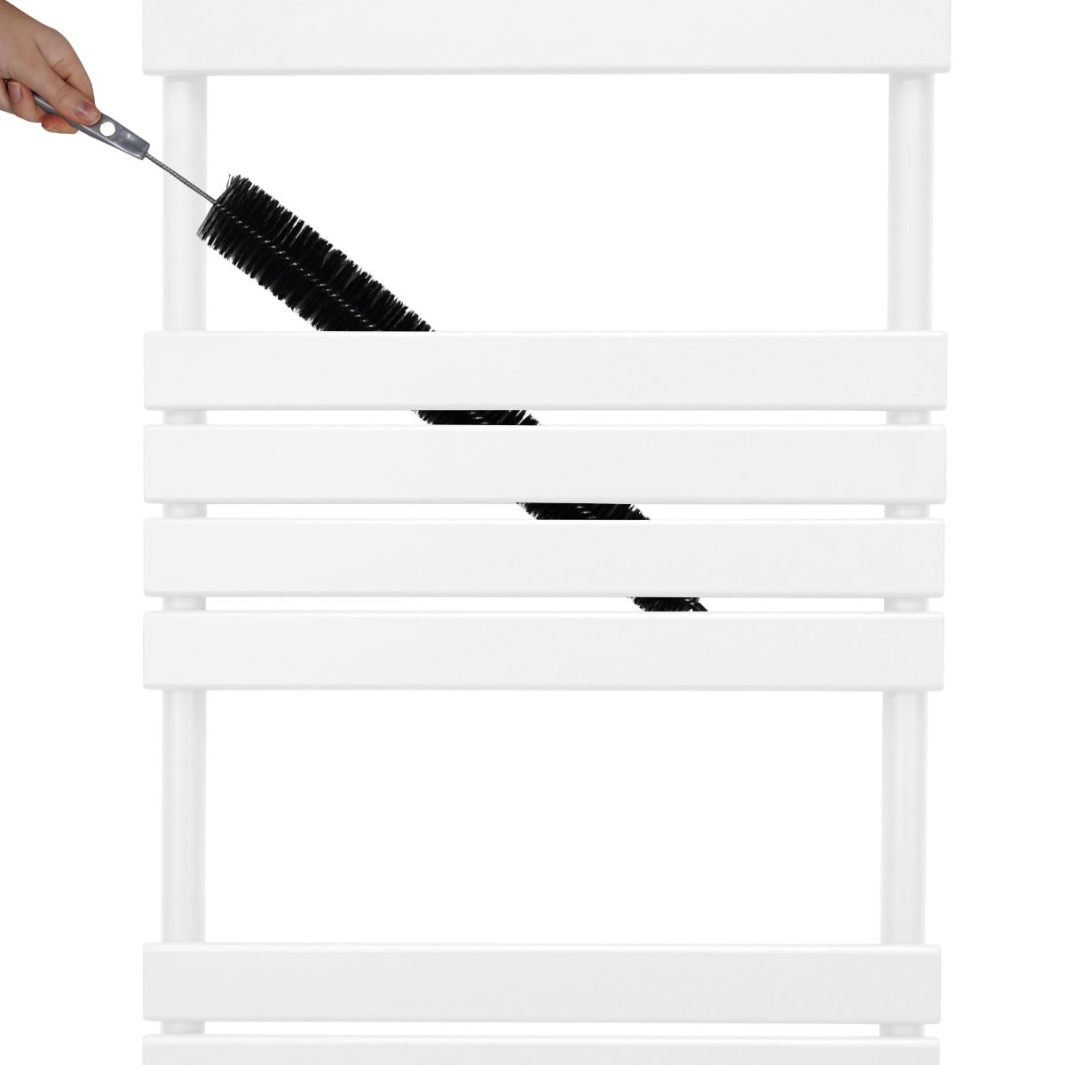 Flachheizkörper für Handtücher in Weiß, 1200mm x 600mm, mit glatten, modernen Linien und einem Handtuchhalter, der leicht zu reinigen ist