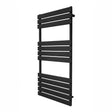 Flachheizkörper für Handtücher in Schwarz, 1200mm x 600mm, mit schlankem, modernem Design und horizontalen Lamellen für effiziente Wärmeverteilung