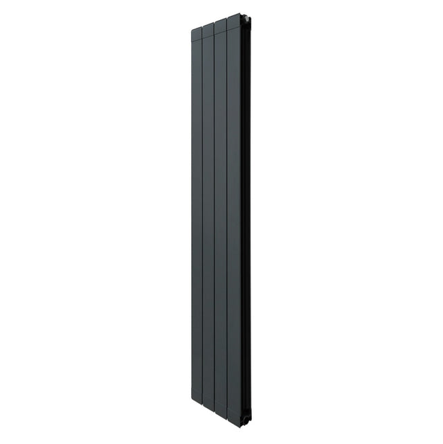 Anthrazitgrauer Aluminium Paneelheizkörper mit schlankem Design, 1800mm hoch und 315mm breit, ideal für moderne Wohnräume