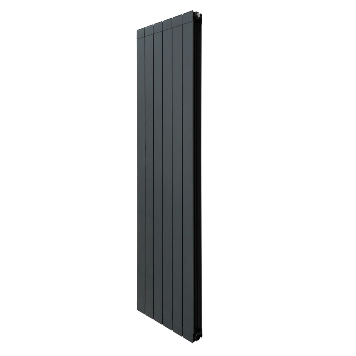 Anthrazitgrauer Aluminium Paneelheizkörper mit schlankem, vertikalem Design, 1800mm hoch und 475mm breit, ideal für moderne Wohnräume