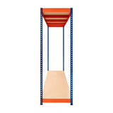 S-Rax Regal mit zwei Böden in leuchtendem Orange und Blau, robustes Metallgestell, ideal für Lagerung und Organisation, Maße 180cm x 180cm x 60cm