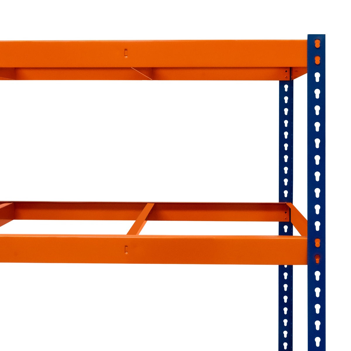 S-Rax Regal mit 6 Böden in Orange und Blau, robustes Stahlgestell, ideal für Lagerung und Organisation, 180cm hoch und 60cm tief