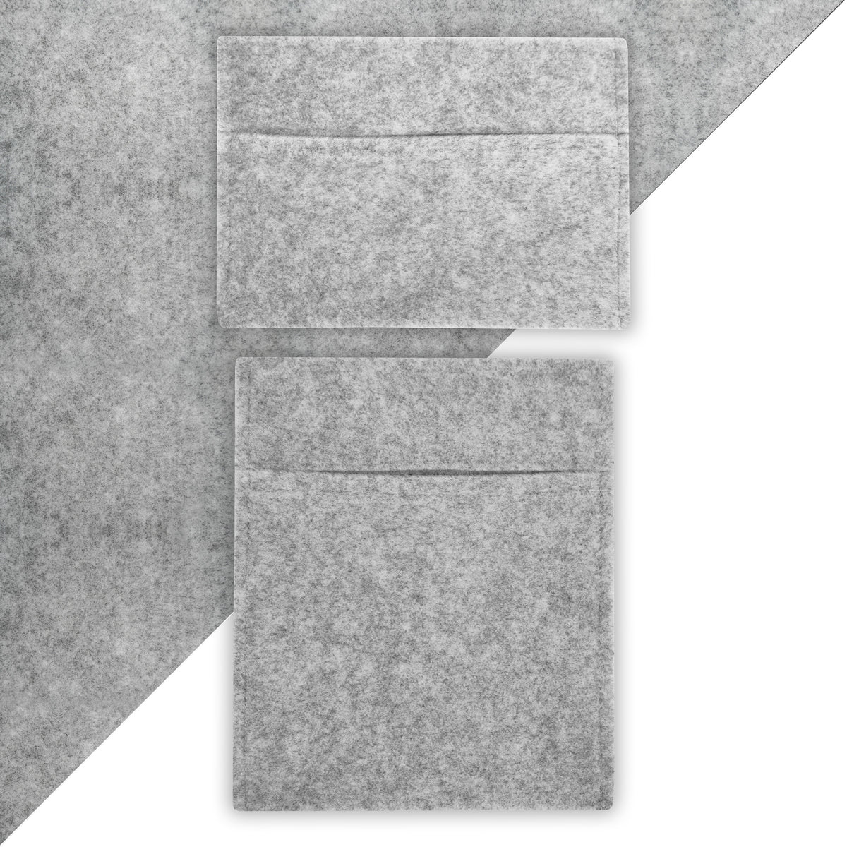 Silbergraue Aufbewahrungstaschen aus weichem Filz, rechteckig mit zwei Fächern, ideal für Autos, bieten praktischen Stauraum und elegantes Design