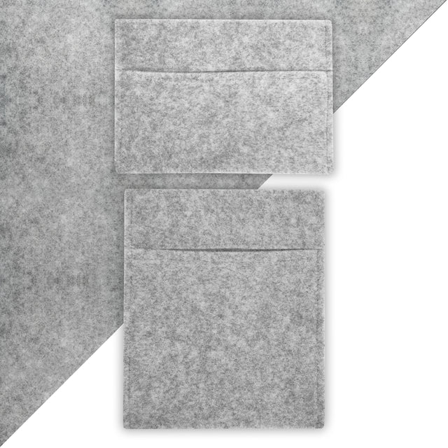 Silbergraue Aufbewahrungstaschen aus weichem Filz, rechteckig mit zwei Fächern, ideal für Autos, bieten praktischen Stauraum und elegantes Design