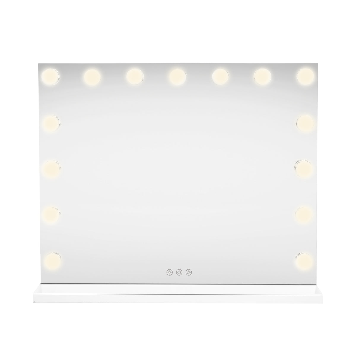Eleganter LED Bluetooth Spiegel in Weiß, 58 x 46 cm, mit 12 integrierten Lichtern für optimale Beleuchtung und modernen Stil