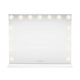 Eleganter LED Bluetooth Spiegel in Weiß, 58 x 46 cm, mit 12 integrierten Lichtern für optimale Beleuchtung und modernen Stil